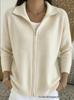 Autumn/Winter 2026 Women's Zipper Knit Cardigan - European & American Casual Fashion