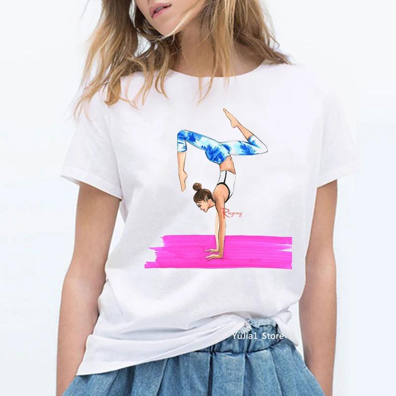 Summer 2024 Watercolor Ballet Dancer Printed Girl Black T Shirt Kawaii Gymnastics Dance Lover Gift Tee Shirt Femme Custom Tshirt