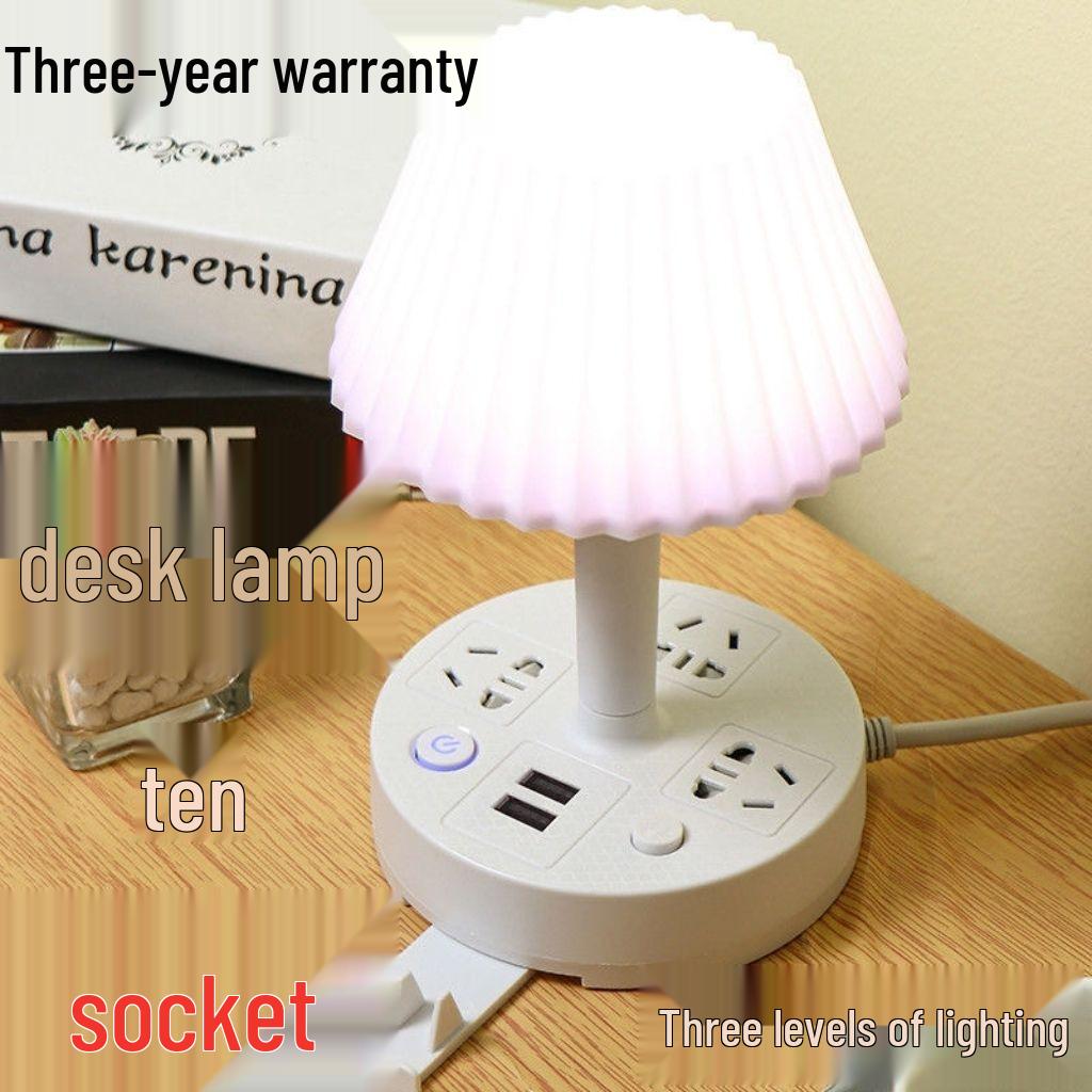 Multi-functional USB Desk Lamp with Adjustable LED Night Light and Power Strip