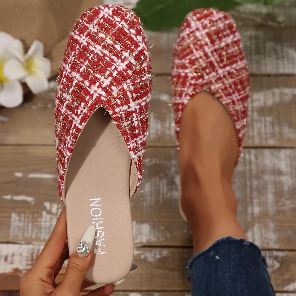 Summer New Women Slippers Beach Elegant Shoes for Women Slip On Flats Sandals Lightweight Baotou Trend Slippers Slides Women