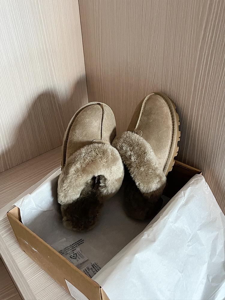 Sangpo 2024 Sheepskin Snow Boots with Heightened Toe Cap & Thick Sole Fur Slippers