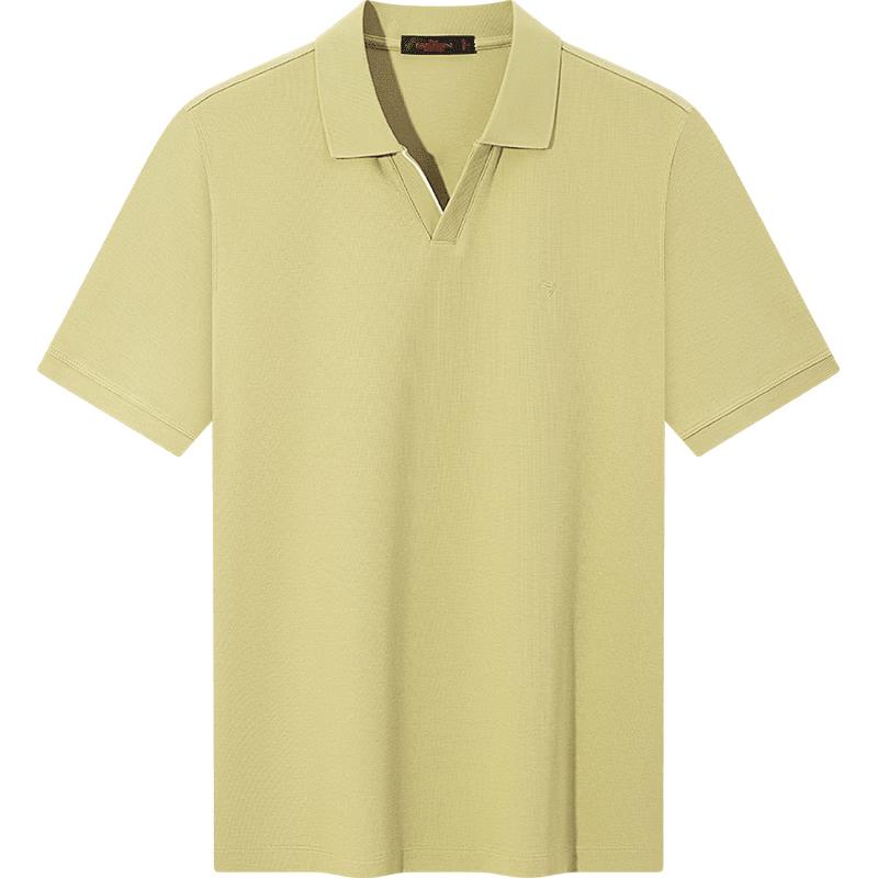 SEVEN Men s Summer Business Casual Seagull Collar Short-Sleeve Polo Shirt 3XL