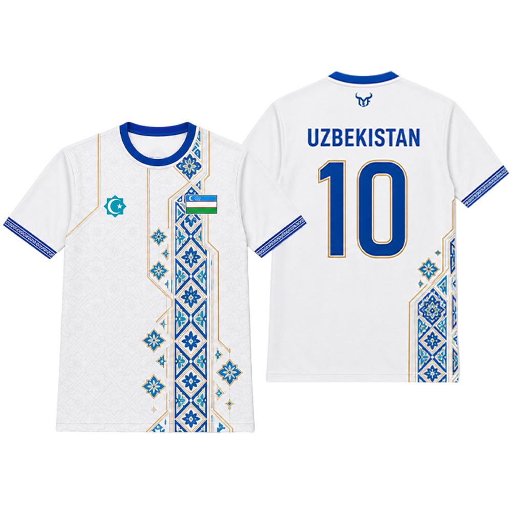 Uzbekistan National Flag 3D Printed Football Suit Men's Breathable Training Suit T-shirt Traditional Pattern O-neck Top