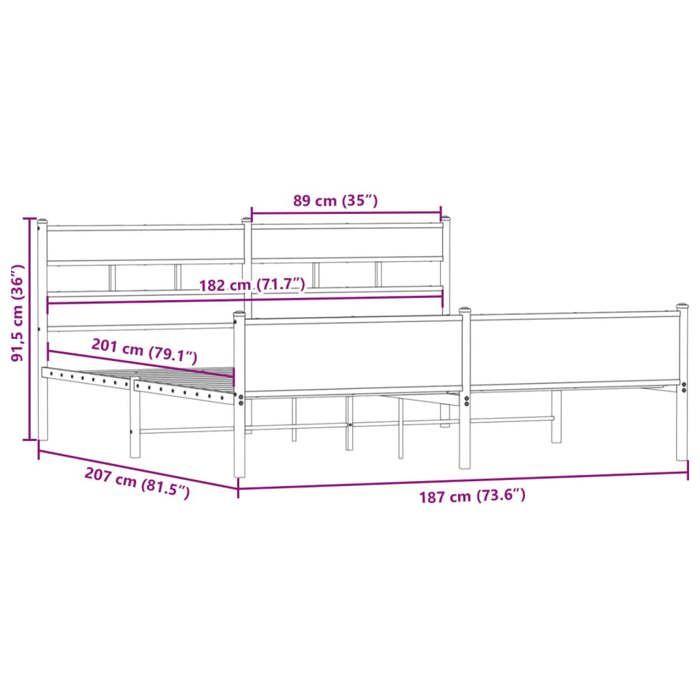VidaXL Metal Bed Frames Without Mattress Smoked Oak 180x200 Cm 3308491