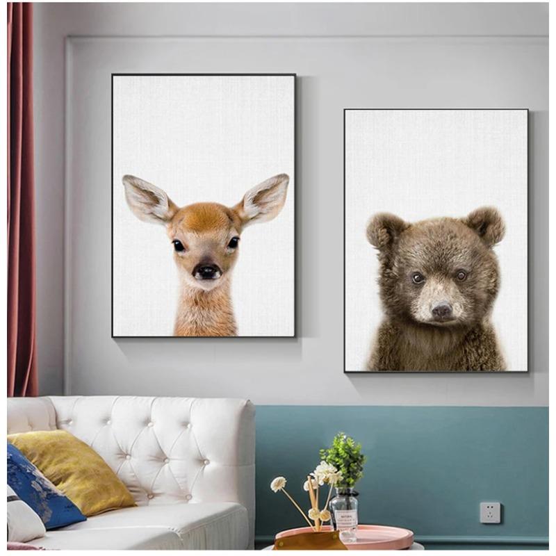 Giraffe Bunny Elephant Canvas Child Poster Nursery Wall Art Picture Print Forest Animal Painting Nordic Kid Baby Bedroom Decor