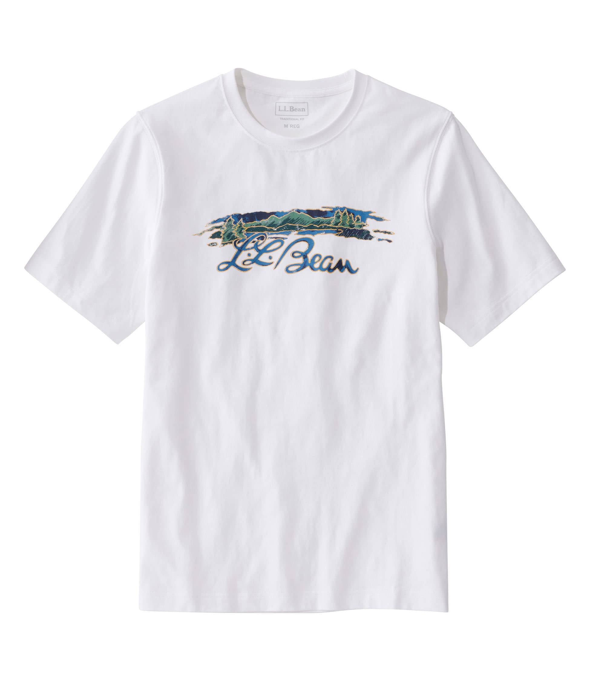 

LL Bean Japan Fit Не требующая ухода Не дающая усадку Футболка с коротким рукавом и графикой 1 Japan Fit XL Логотип Script Разноцветный 1000182337 Мужская футболка, Белый/Винтаж