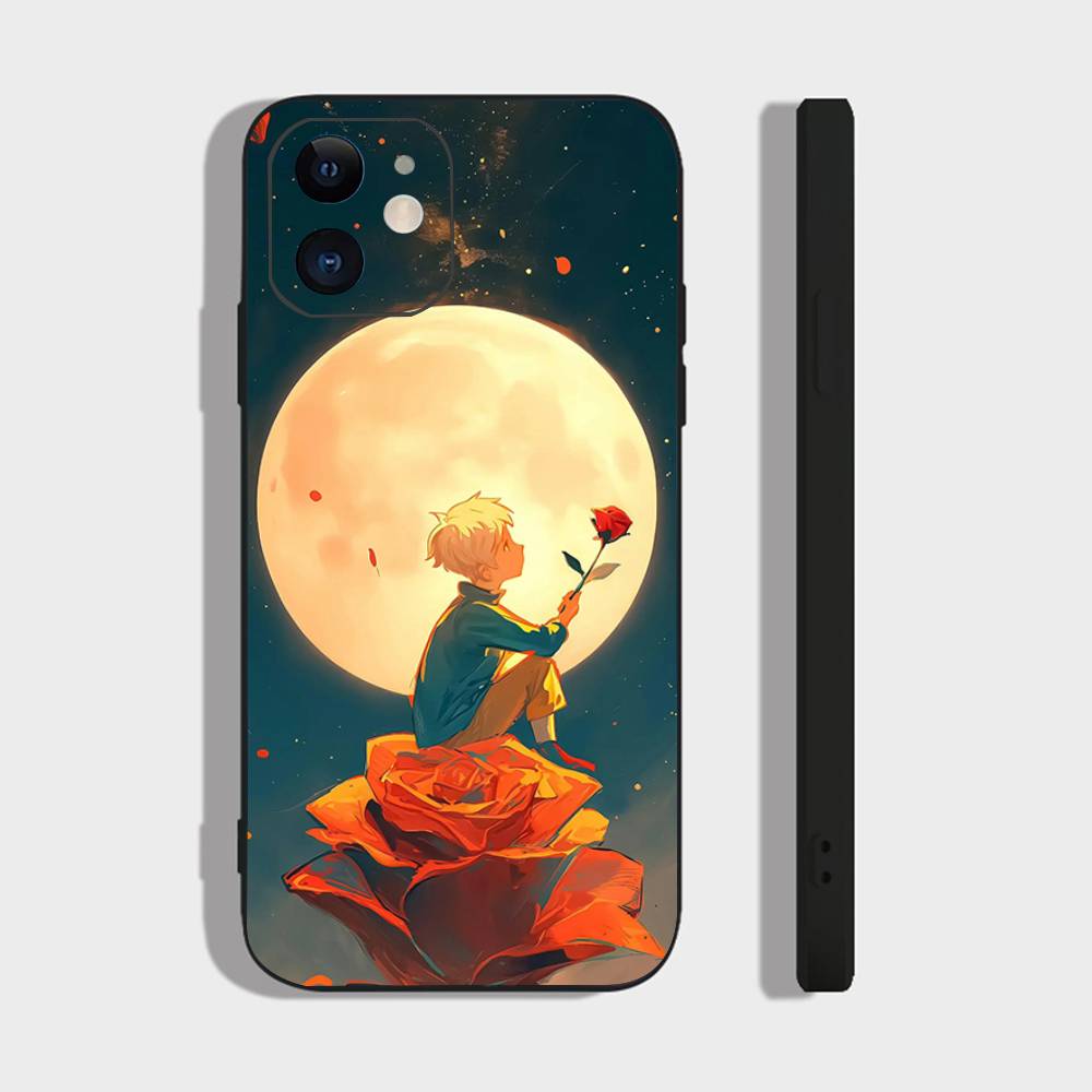 The Little Princess Rose Animation Phone Case For IPhone 17 Air 16 15 14 13 Pro Max 11 12 Black Silicone Cover