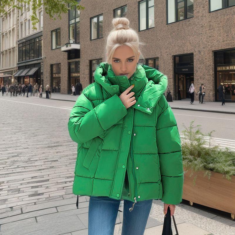 2024 Winter Thickened Short Bread Clothing Women's Loose Korean Version Casual Versatile Down Cotton Clothing Warm Jacket