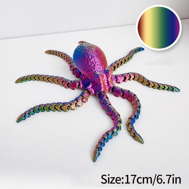 

17см 3D-печатная фигурка осьминога с гибкими суставами Мини-модель осьминога Подвижная фигурка всего тела Украшение для ландшафта аквариума