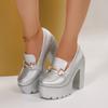 Damen High Heel Pumps Outdoor High Heels Plateau Schuhe Damen Marke Weiches Leder Luxus Heels Damen Trend Retro Designer Pumps