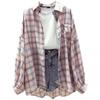 Women's Plaid Shirt: Spring/Summer 2023 Korean Style Loose Fit, Seven-Sleeve, Sun Protection, Chic & Stylish Top