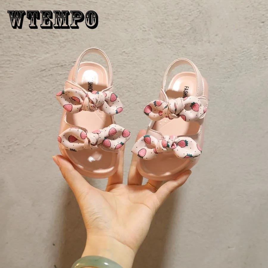 

Сандалии для девочек, нескользящая мягкая подошва, летняя пляжная обувь с украшением в виде банта, обувь принцессы с открытым носком 30 розовый