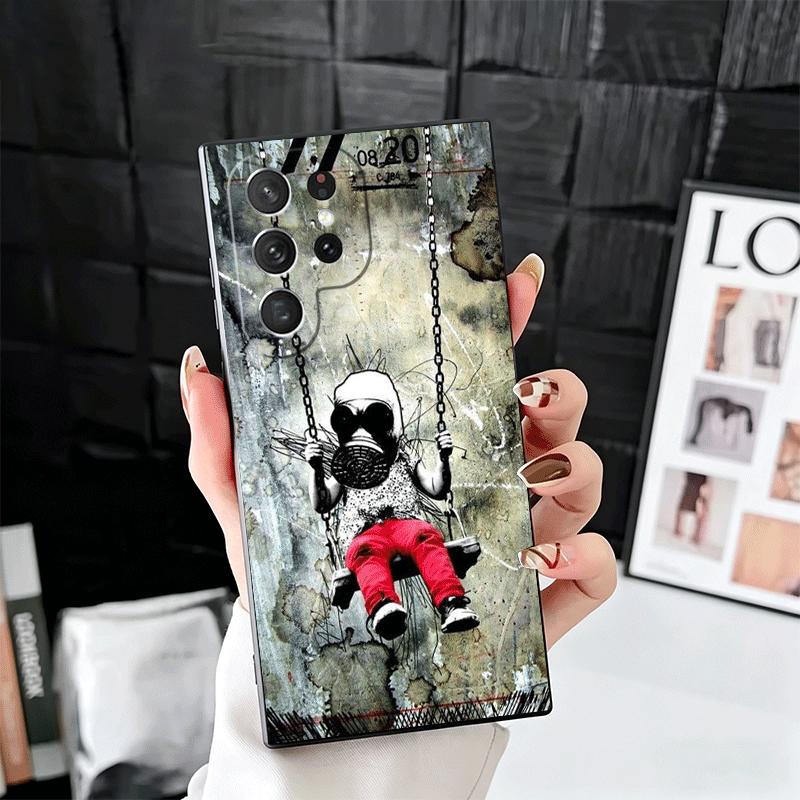 B-Banksy Art Graffiti Artist Soft Phone Case for Samsung Galaxy S26 S25 Edge S24 Ultra S23 Plus S22 S21 FE S20 Black Cover Back