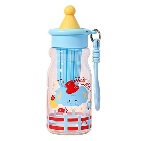 Water Cup with Soft Rubber Lanyard, Portable Leakproof Multi-Sealing Lid Water Bottle with Removable Tea Separator, Large Capacity Kids School Travel