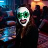 Detailed Latex Costume Masque Halloween LED Clown for Adults, Light Up Scary Horror Face Masquerade Full Costume, Cosplay Party Grinning Character