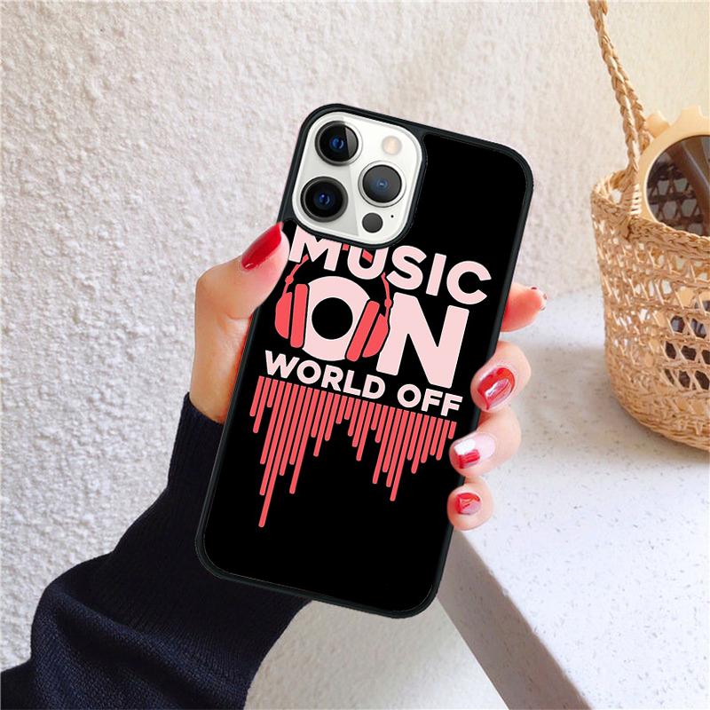 Music On World Off Phone Case for iPhone 17 Air 16 PRO MAX 15 14 PLUS 12 11 13 Back Cover Fundas Shell coque