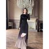2024 Autumn Gradient Tie-dye Slimming Pleated Long Dress for Women
