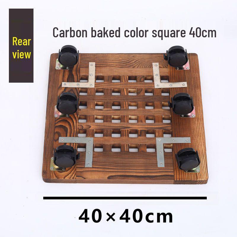 Bonsai Wood Flower Stand with Wheels | Square/Round Anti-Corrosion Elevated Pot Tray for Indoors