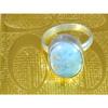 Natural Blue Larimar Solid 925 Sterling Silver Handmade Oval Ring Size US-08 MK-07