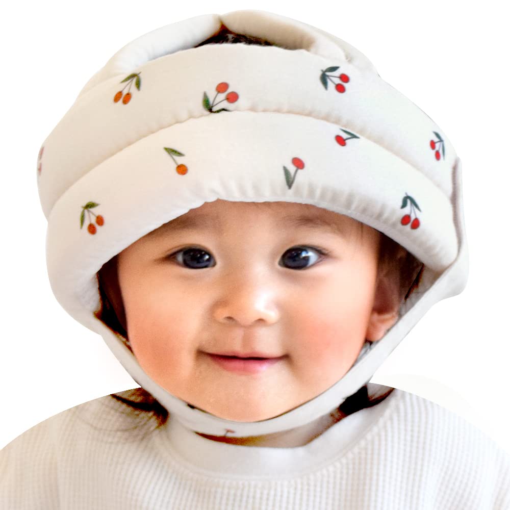 

Keratta Ibul Head Baby Head Protection Helmet with Double Gauze and Mesh for Comfort and Fall Prevention Guard, (Cherry)