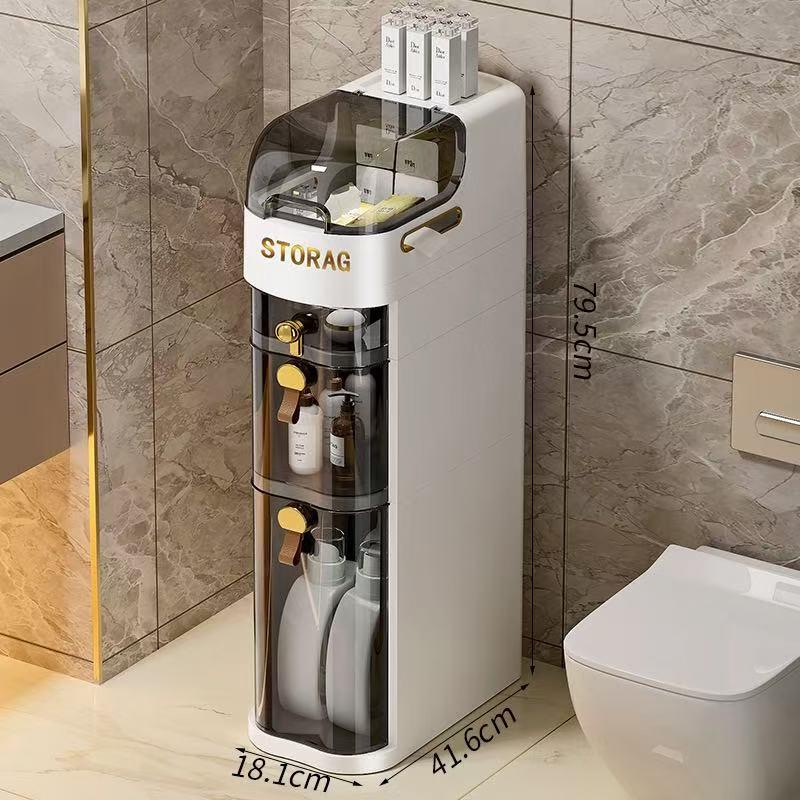 Upgraded 18CM Narrow Gap Side Cabinet for Living Room, Bathroom, or Toilet Storage.