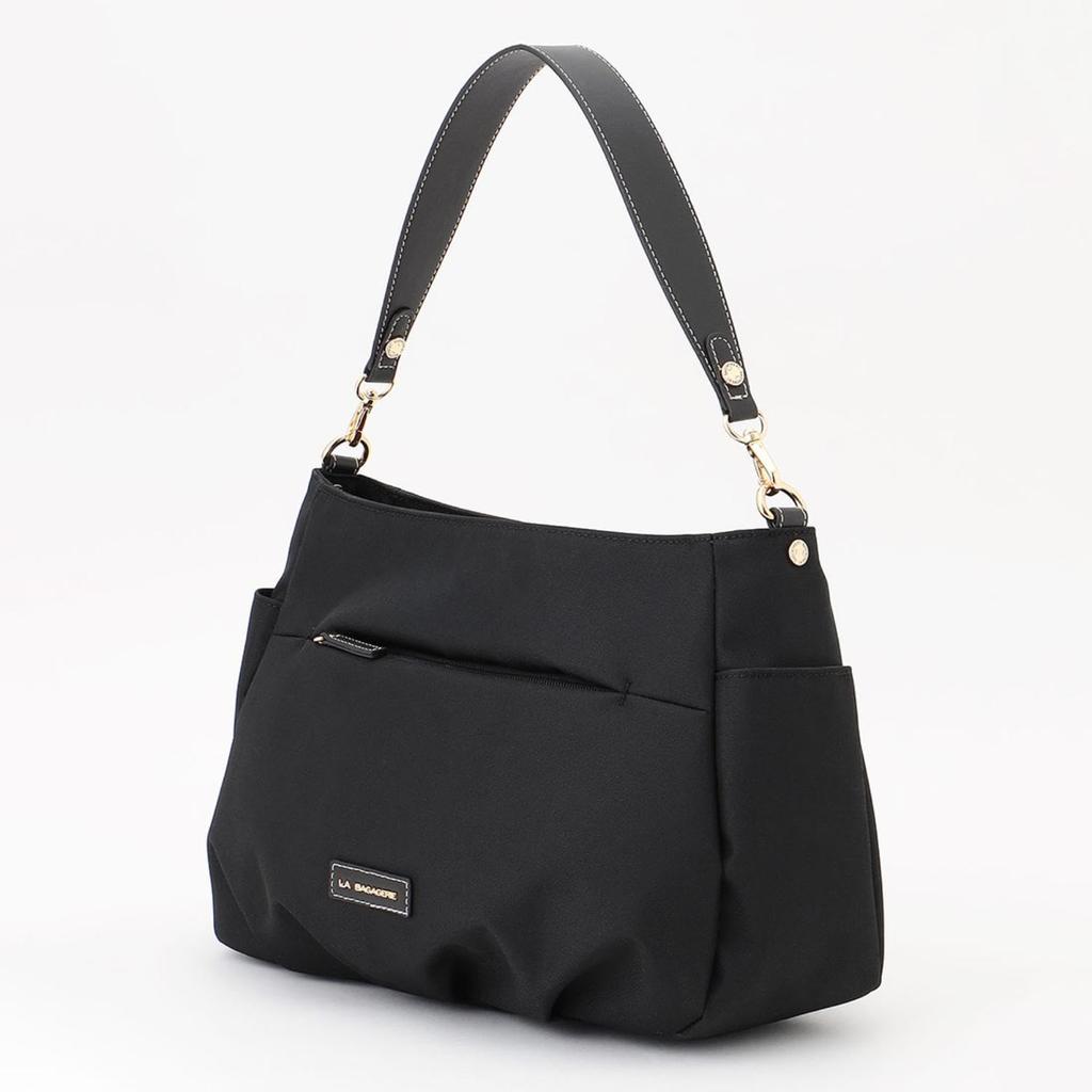 Labagagery Polyester Canvas Tucked Shoulder Bag B008702 Black (10)