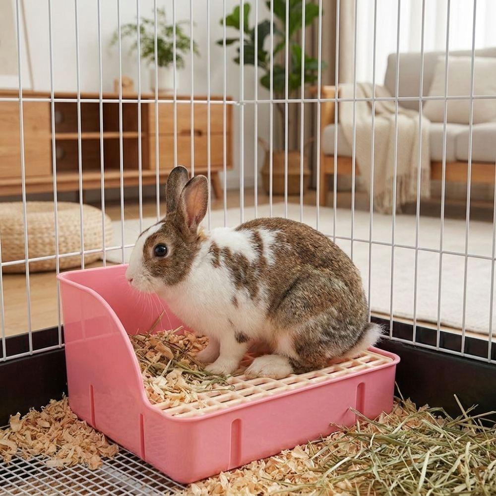 Potty Trainer Rabbit Litter Box Detachable Grids Small Animal Litter Pan for Cage Use