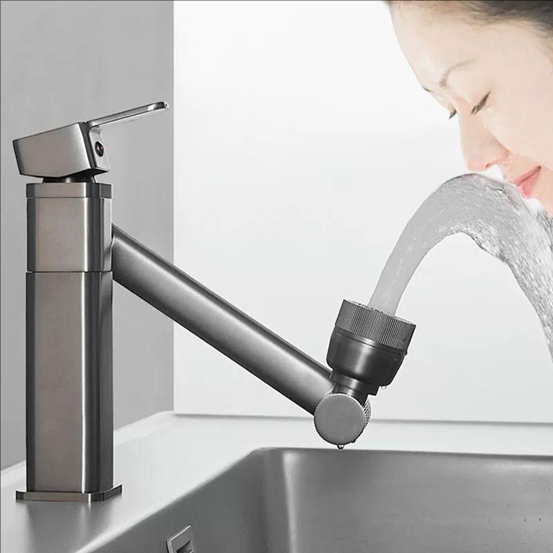 Multifunction Bathroom Faucet Square Sink Faucet Hot Cold Water Mixer Crane Deck Mounted 1080° Universal Water Taps