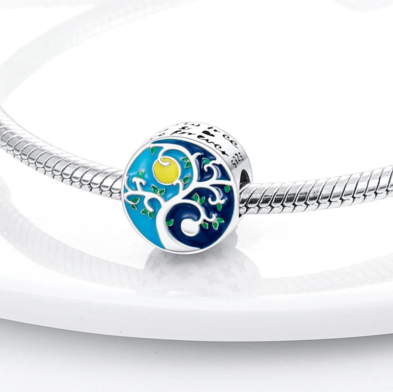 Přívěsky Měď Tajemná Hvězdná Obloha Strom Života Korálky Pasují na Přívěsky Plata Originální Náramek Korálky Šperky pro Ženy Výroba Diy