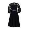 2024 European American Style Women Sexy Lace Pleated Hollow Dress