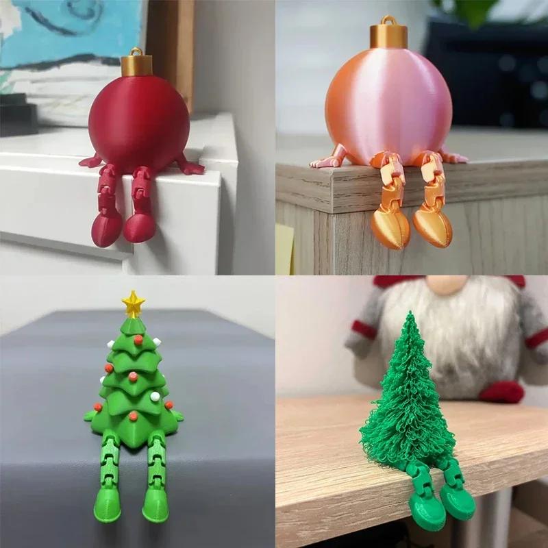 Neue 3D-gedruckte Weihnachtskugel Weihnachtsbaumschmuck mit beweglichem Gelenk Weihnachtsdekorationen Festliche Tischaufsteller-Statue