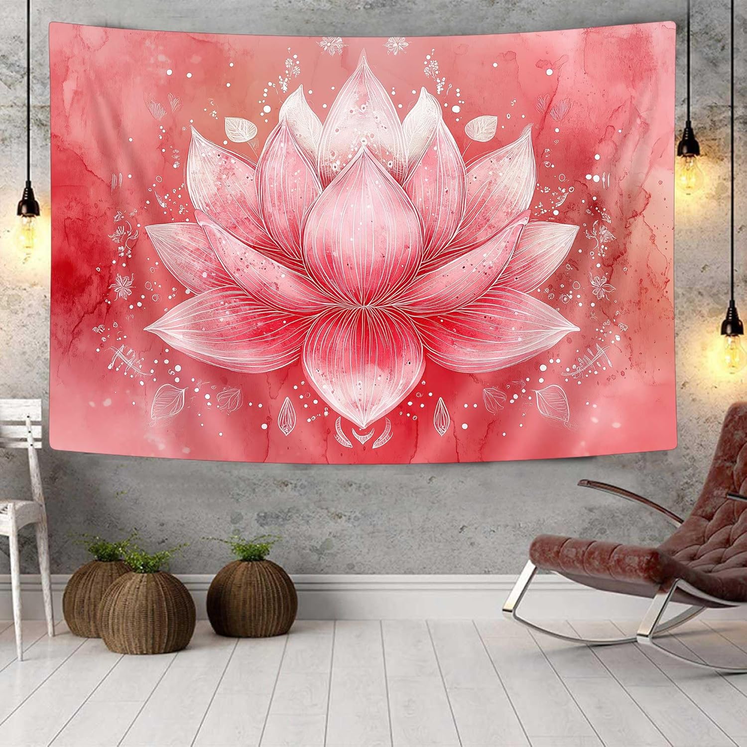 

Meditation Yoga Floral Tapestry Lotus Flower Meditation Plant Petal Print Wall Hanging Blanket for Bedroom Hippie Lotus 74x94cm(29x37in)