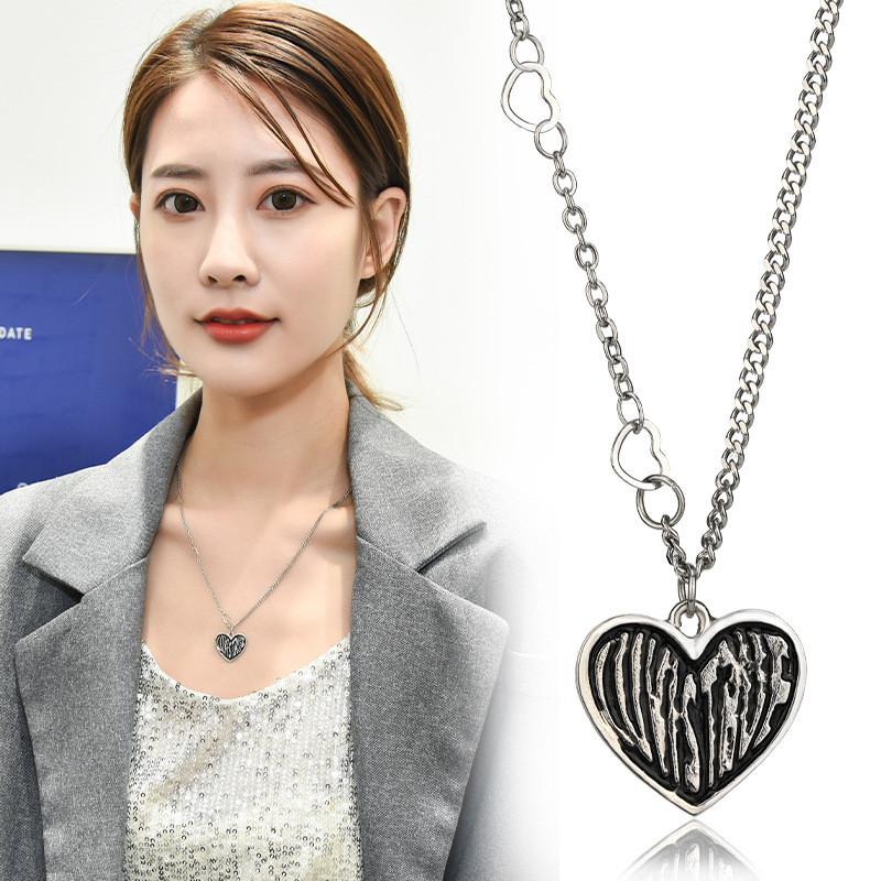Is Precious Luv True Heart Logo Chain Necklace Distinctive Titanium Steel Jewelry Women For