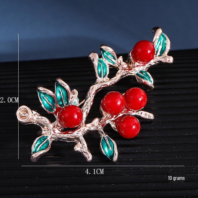 High-End Rose Red Chinese Flower Brooch: Classical Pin for Women's Qipao & Coat Accessories