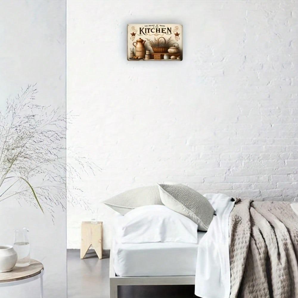 Skardinis metalinis ženklas Retro dekoras Vintage sienos meno plokštelė Rustic virtuvės stilius Juokinga namų citata Įkurtuvės