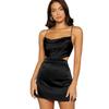 European and American Style Cowl Neck Spaghetti Strap Backless A-line Mini Dress
