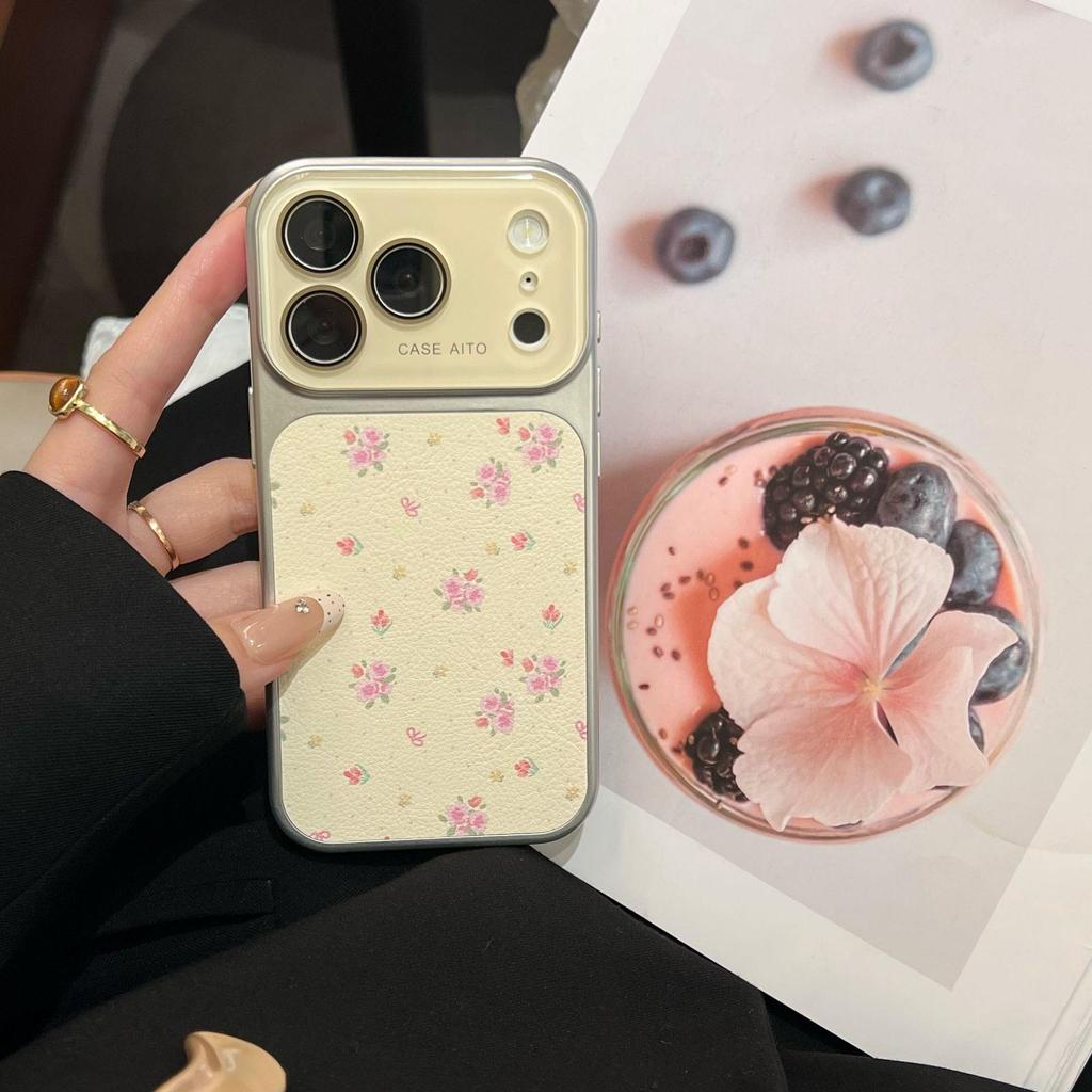 Korean Style Floral iPhone 17 Pro Max Case with Large Viewing Window