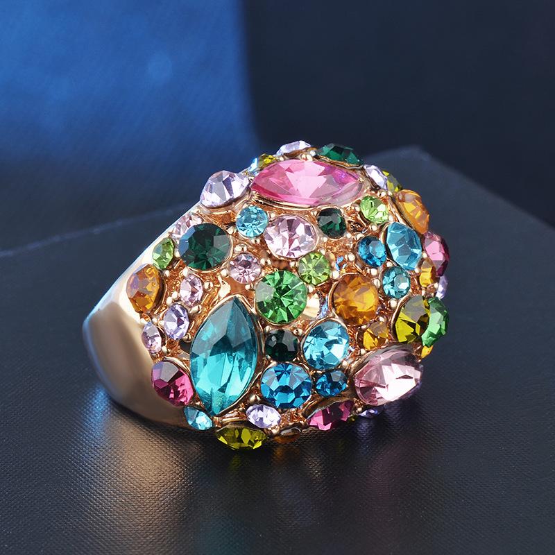 Diseño de Joyería de Lujo Anillos Vintage para Mujer Anillo de Boda Estético Accesorios de Moda Anillo de Pareja Joyería de Cristal