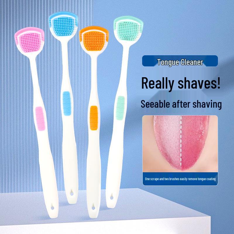 Shujie Soft Bristle Adult Tongue Scraper & Toothbrush, Macaron Couple Pack