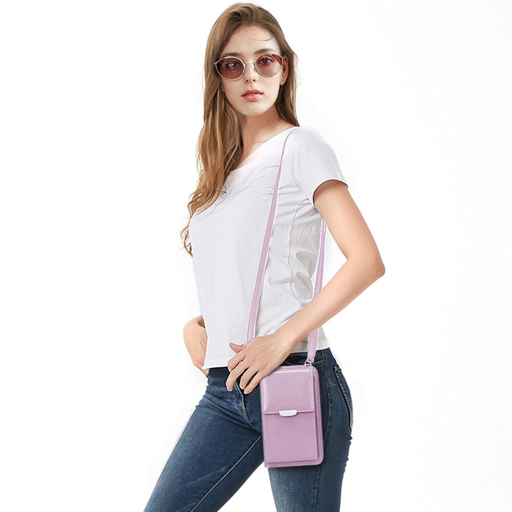 KUKOO Small Crossbody Bag with Cell Phone Wallet and Credit Card Slots for Women, A - Purple, Upgraded Zipper, One Size