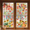 Autumnal Festival Gift Souvenirs Autumn Harvest Window Decals, Sunflower Maple Leaf Pumpkin Bird Static Cling Stickers, Decorative Wall Murals