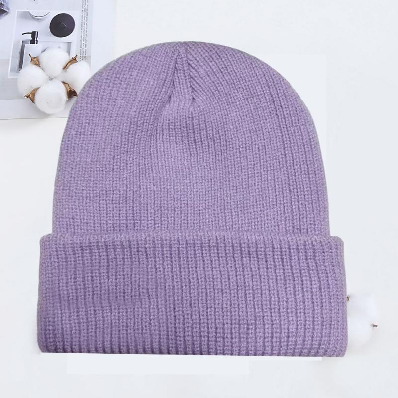 Winter knitted hat embroidered wool hat warm men's and women's simple fashion acrylic pullover hat