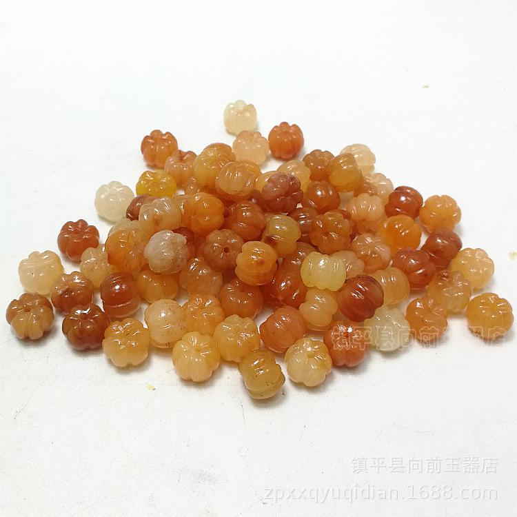 Gold Silk Jade Pumpkin Beads - Loose Jade Beads for DIY Jewelry Accessories