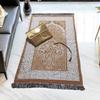 Fashionable Polyester Prayer Rug Portable Braided Mats Simply Print Muslim with Compass In Pouch Travel Mat