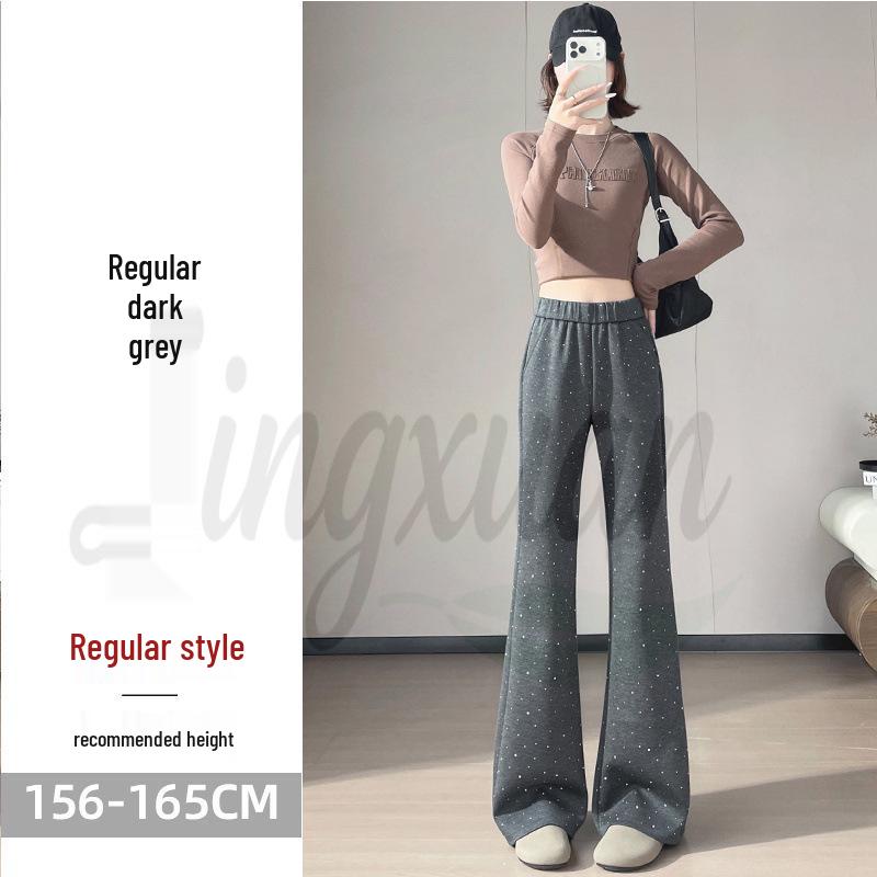 2026 Spring/Summer Women s Rhinestone Star High-Waist Flare Pants Medium