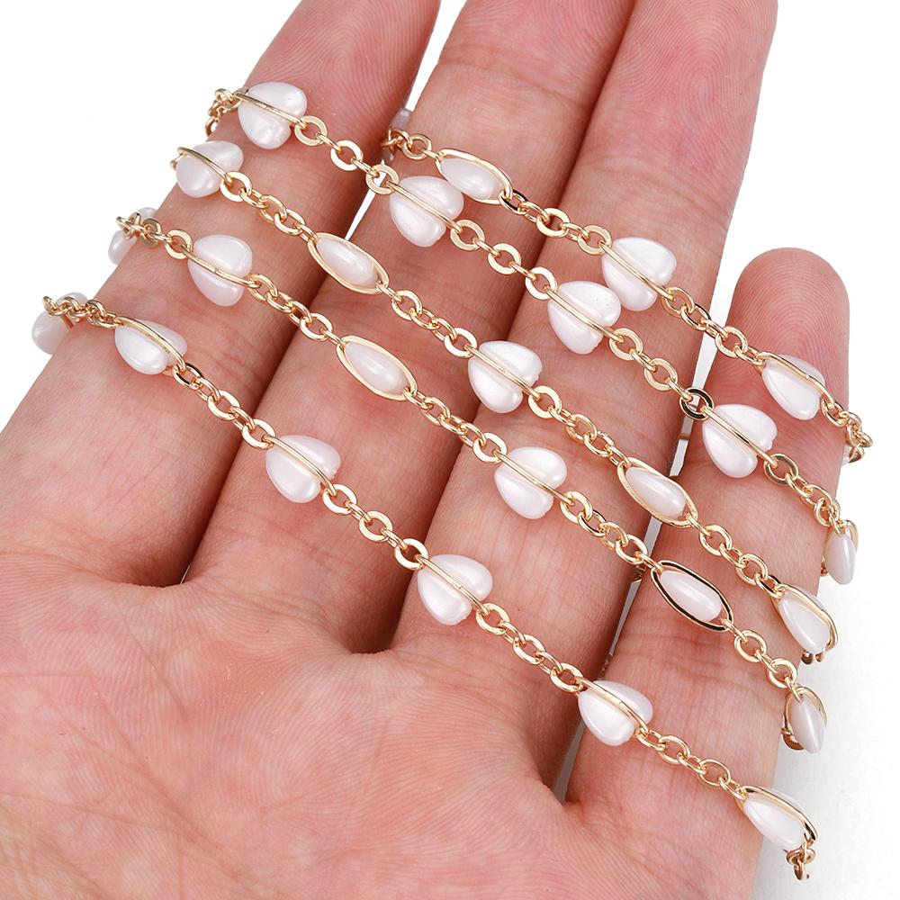 

1meter Butterfly Bead Copper Chains Acrylic Bead KC Gold Color Rhodium Beaded Chains for Necklace Bracelet Jewelry Making DIY