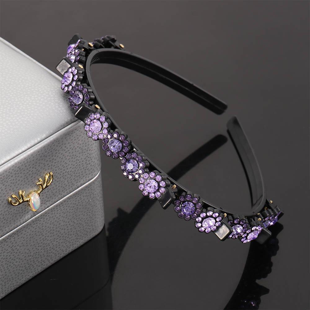 Rutschfester Koreanischer Stil Strassstein Blume Haarbruch-Artefakt Schwarze Geflochtene Haarspange Styling-Werkzeug Zähnchen-Clip Geflochtener Kopfreif