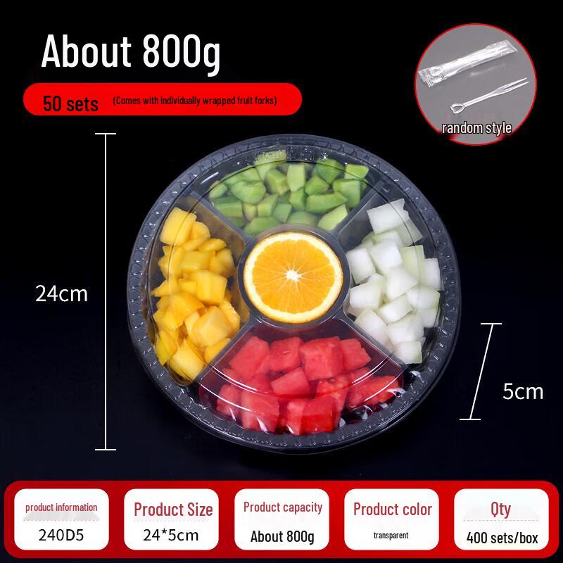 Round 5-Compartment Takeaway Fruit Container