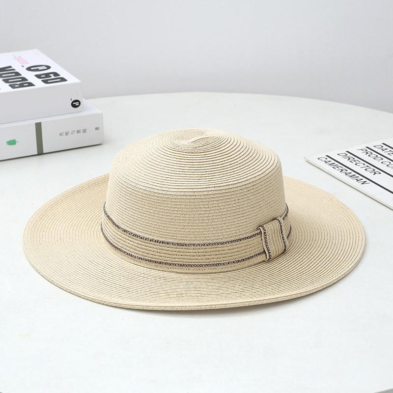 Summer Beach Straw Hat Womens Flat Top Sun Hat With Wide Brim For Sun Protection