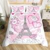 Eiffel Tower Duvet Cover Chic Paris Bedding Set Microfiber Modern French Style Romantic Theme Comforter Cover With Pillowcase
